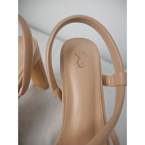 New York & Company Women’s Albina Slingback Criss Cross Straps Nude Sandals 9M - Picture 6 of 8